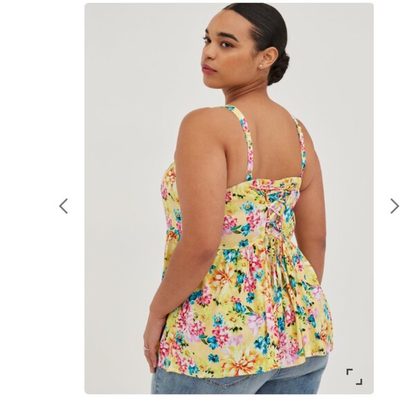 Fit And Flare Rayon Slub Lace-Up Back Tank 2X - Picture 3 of 10